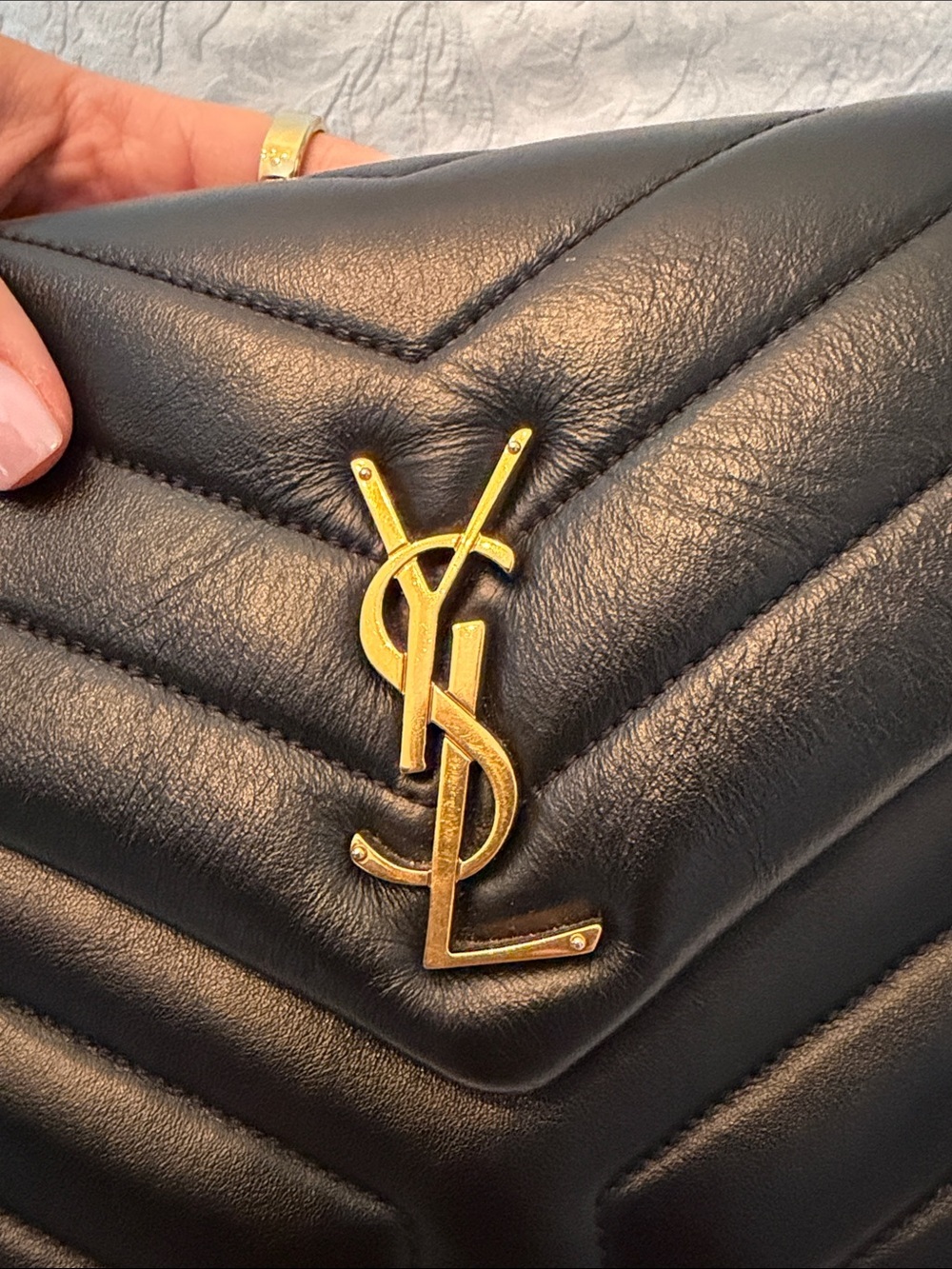 Saint Laurent Black Calfskin Y Quilted Monogram Medium LouLou Chain Satchel - Picture 10 of 10